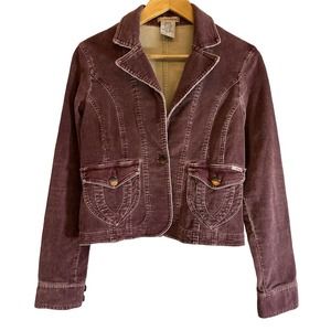 Billabong Women’s Size Small Purple‎ Corduroy Cropped Blazer Jacket